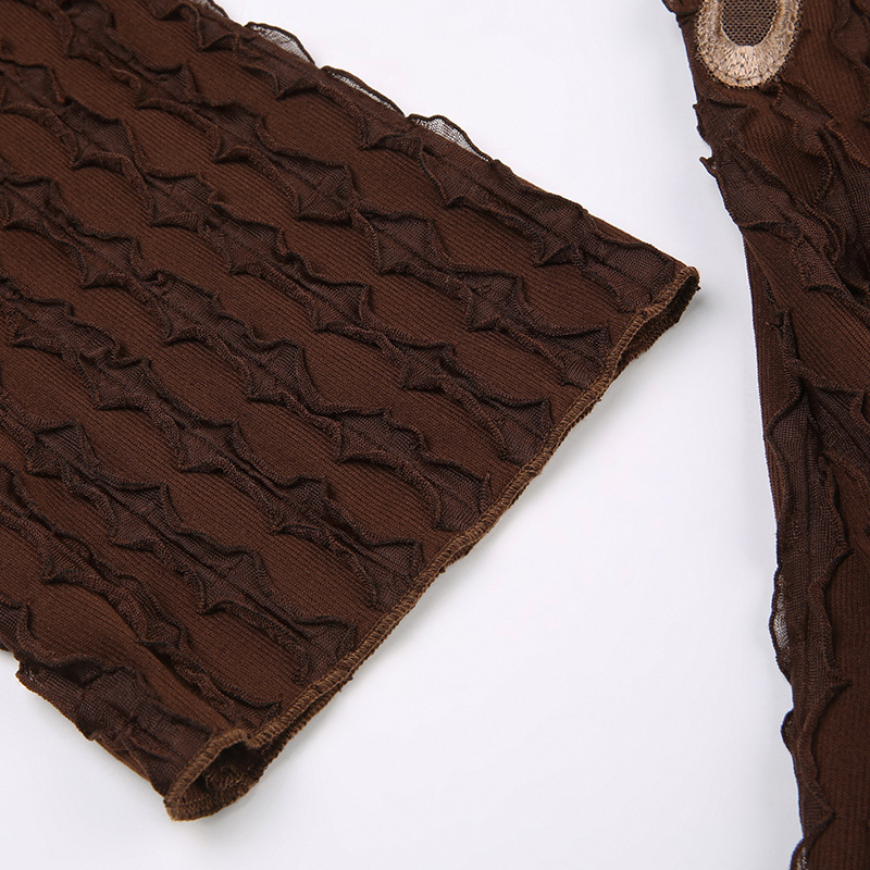 Fairy Grunge Butterfly Top – Brown Lace Long Sleeve Top