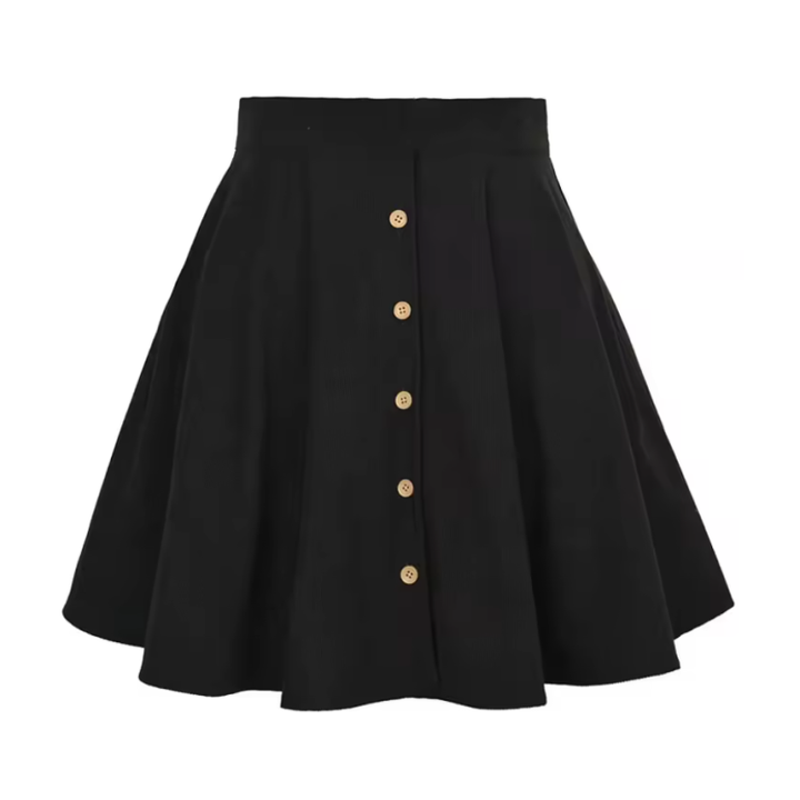 Black Dark Academia Corduroy Skirt - Vintage Aesthetic Mini