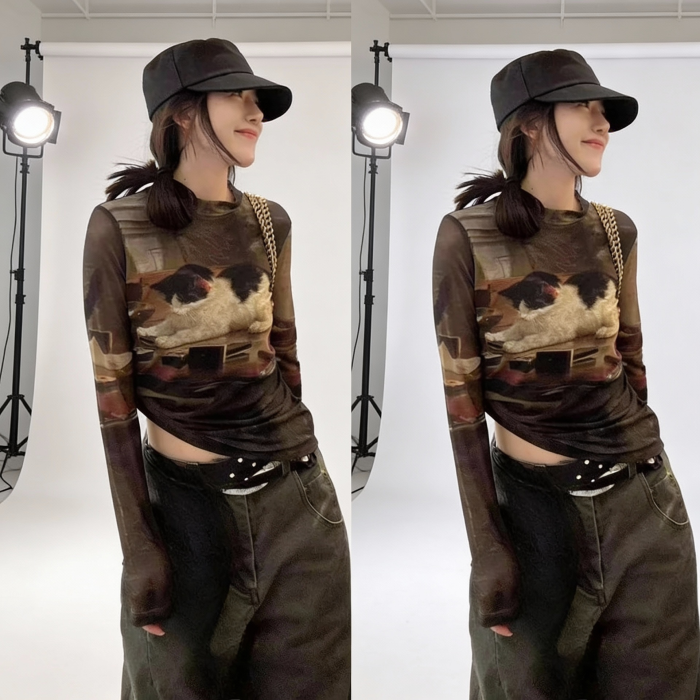 Vintage Kitty Crop Top | Aesthetic Top

