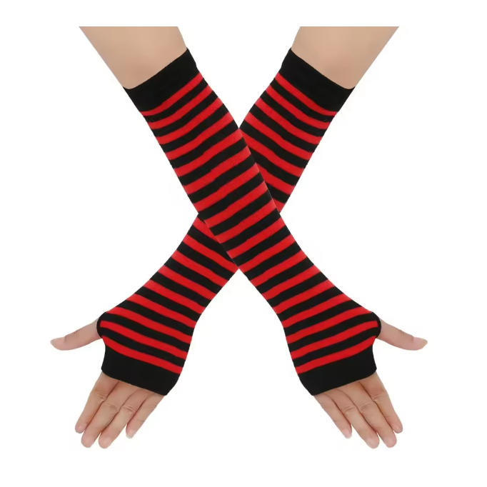 Black and red striped arm warmers | aesthetic clothes