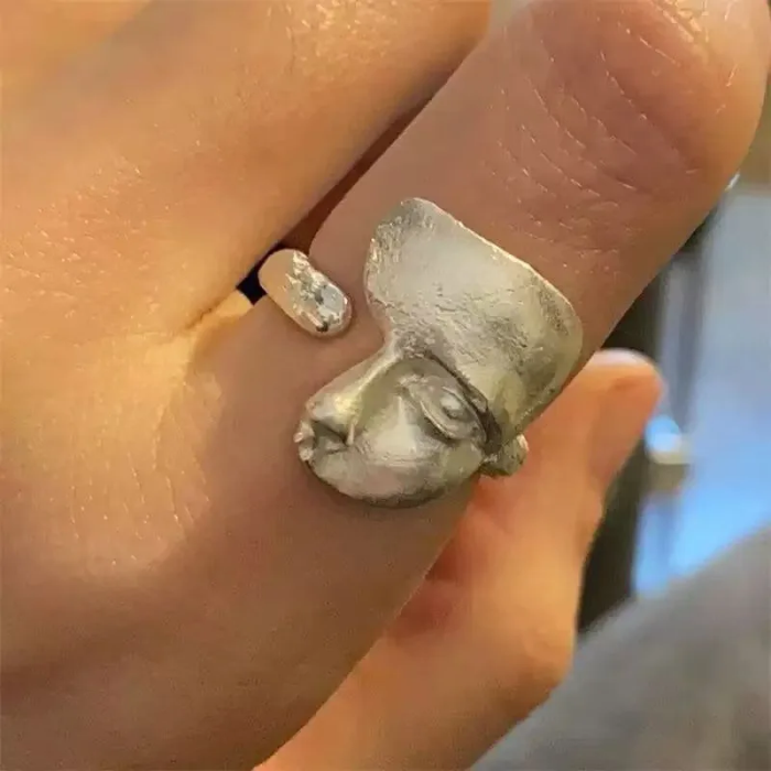 Silver Half Face Ring – Modern Minimalist Statement Jewelry