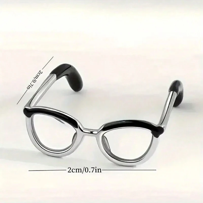Silver Glasses Ring – Dark Academia Bookworm Jewelry Statement Piece