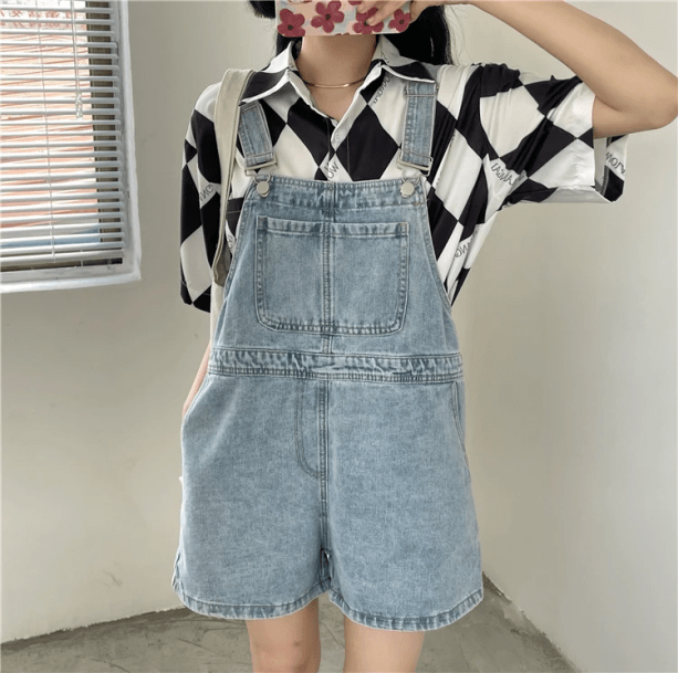 Short Sleeve Denim Romper | Aesthetic Clothes