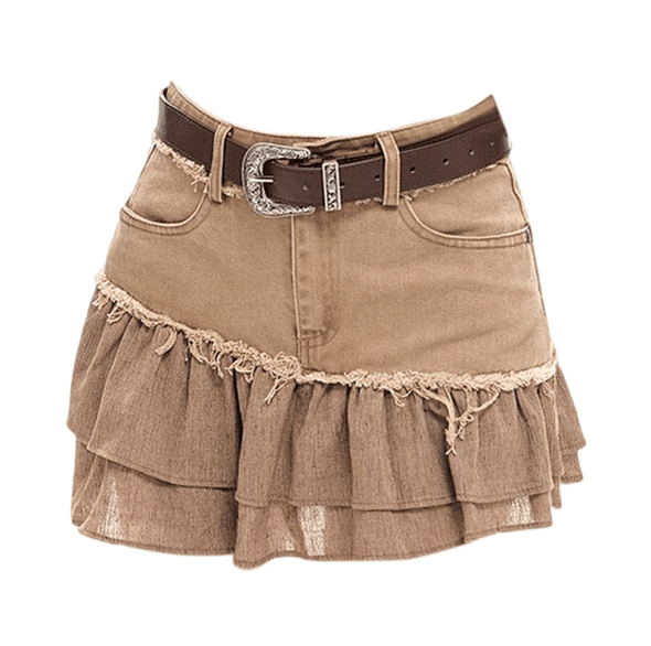 Ruffle Denim Skirt | Aesthetic Clothes