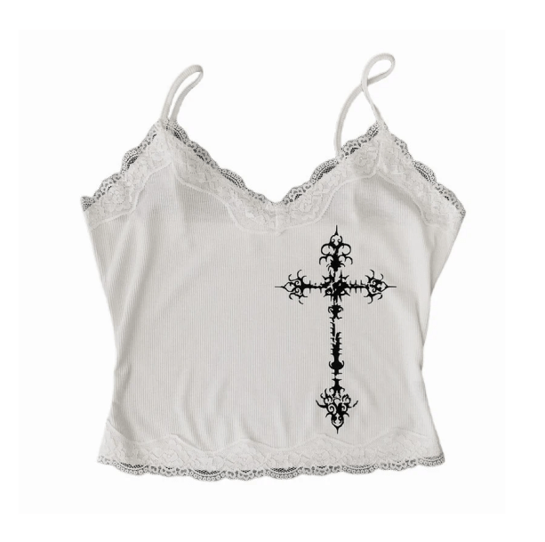 Grunge Cross Crop Top | Aesthetic Clothes