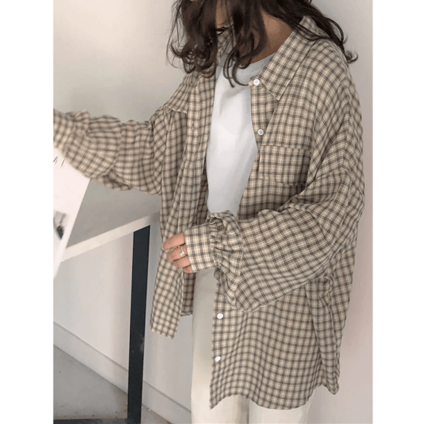 Retro Oversized Plaid Shirt | Aesthetic Clothing