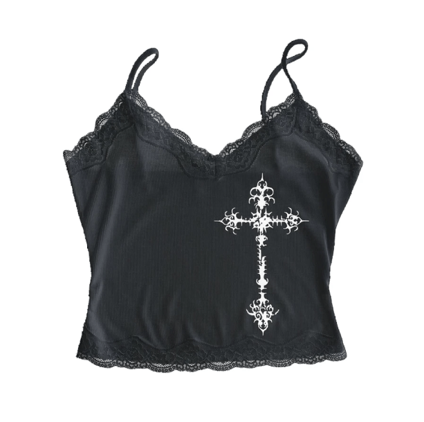 Grunge Cross Crop Top | Aesthetic Clothes