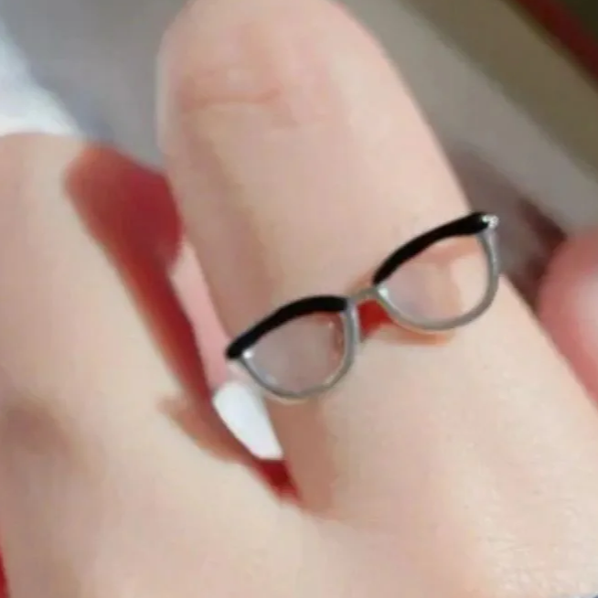 Silver Glasses Ring – Dark Academia Bookworm Jewelry Statement Piece