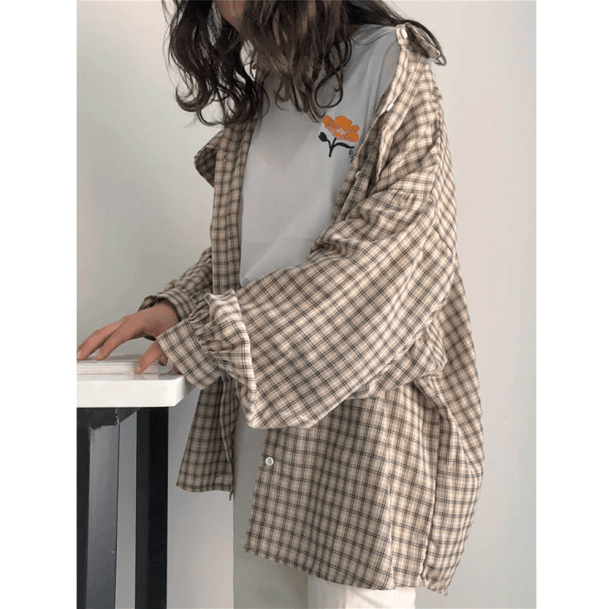 Retro Oversized Plaid Shirt | Aesthetic Clothing