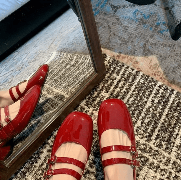 Red Medium Heel Sandals