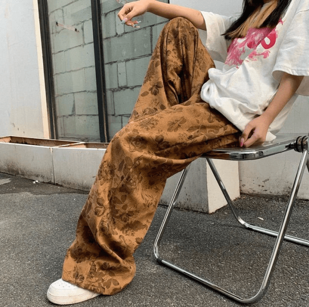 Floral Print Vintage Pants | Aesthetic Pants