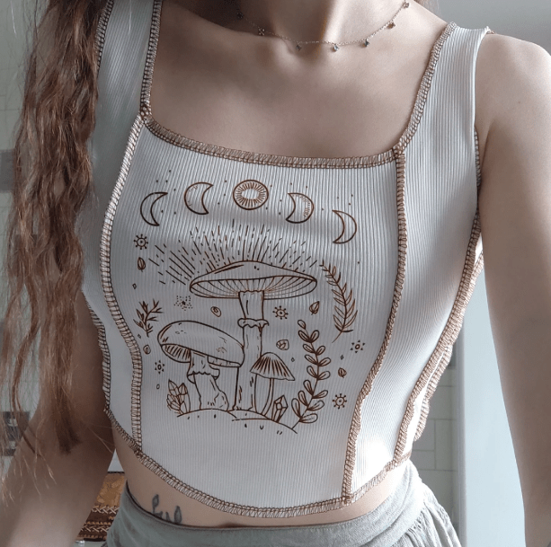 Mushroom Print Crop Top | Aesthetic Clothes