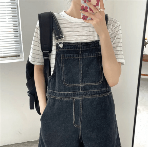 Short Sleeve Denim Romper | Aesthetic Clothes