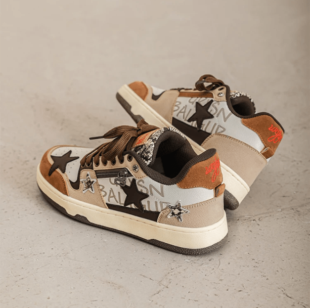 Brown Star Aesthetic Sneakers