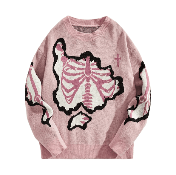 Pastel Pink Skeleton Sweater | Aesthetic Clothes