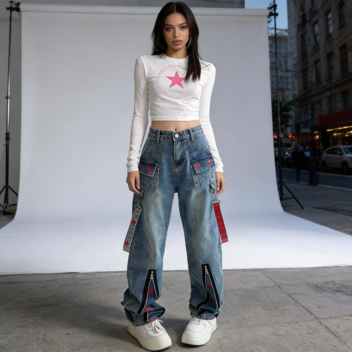 Rebel Star Straight Jeans | Aesthetic Jeans