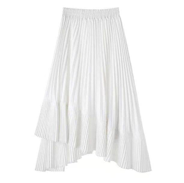 Asymmetric Seashell Pleated Midi Skirt - All Things Rainbow