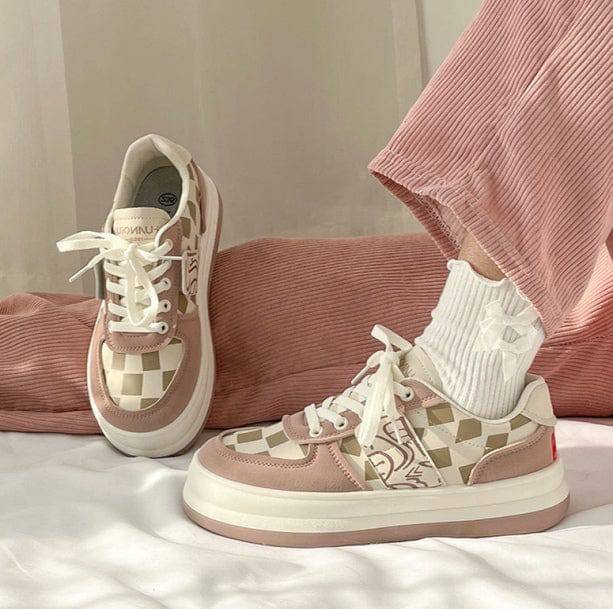 Rosy Plaid Sneakers - All Things Rainbow