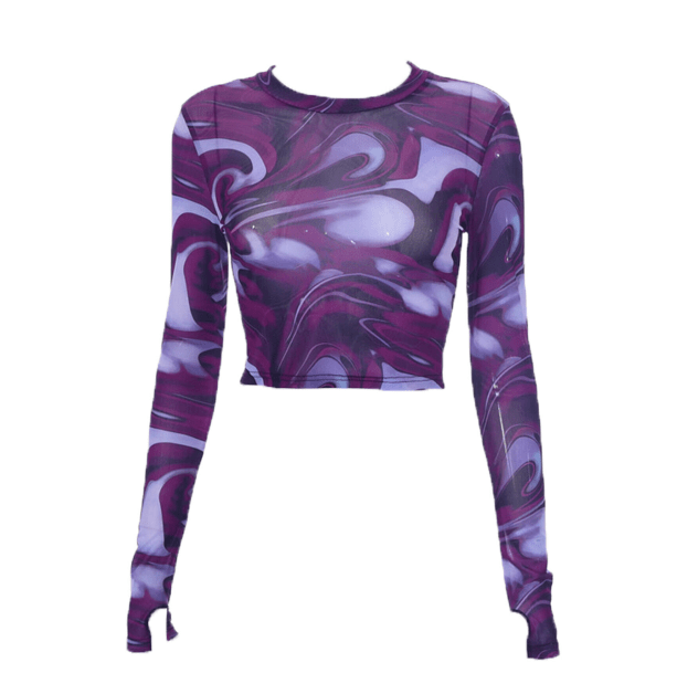 Wavy Y2K Long Sleeve Top - All Things Rainbow