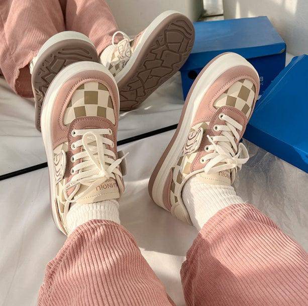 Rosy Plaid Sneakers - All Things Rainbow