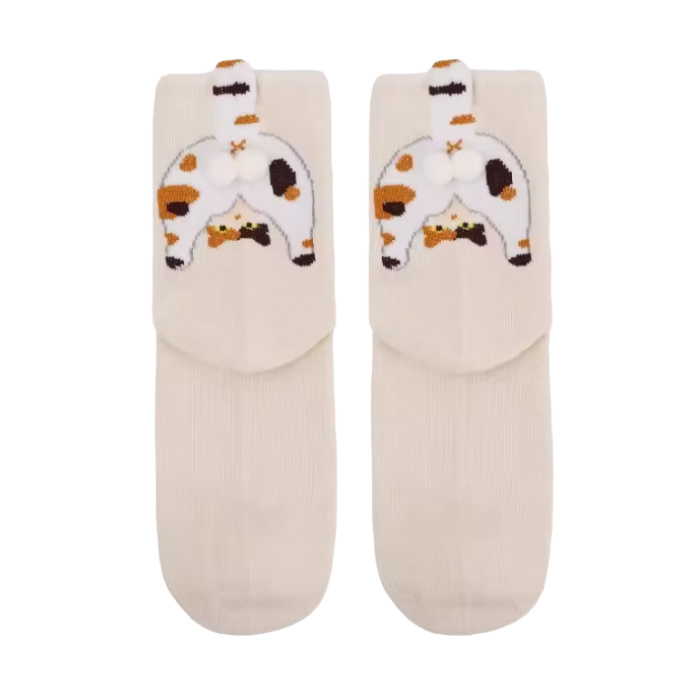 Pop-Up Cat Crew Socks | Cute 3D Cat Socks | Quirky Aesthetic Crew Socks