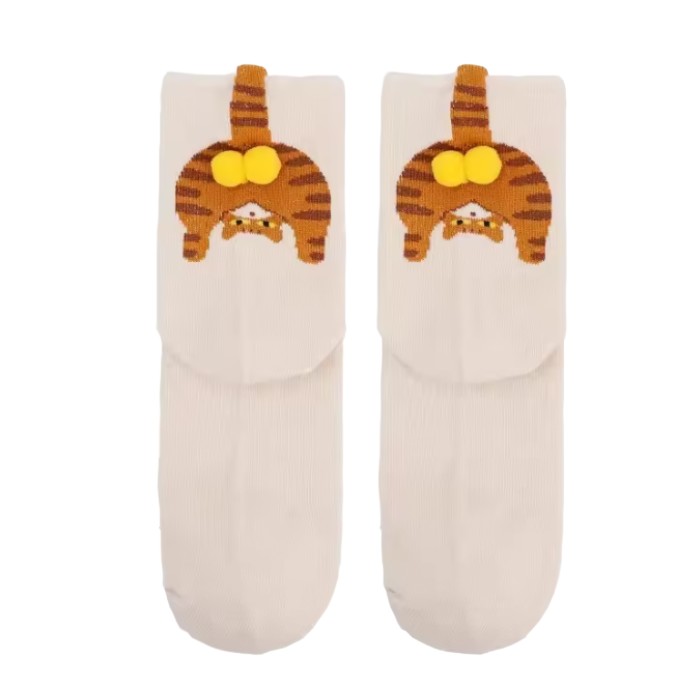 Pop-Up Cat Crew Socks | Cute 3D Cat Socks | Quirky Aesthetic Crew Socks