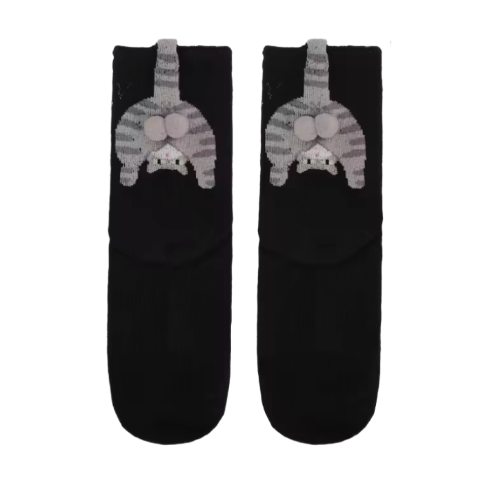 Pop-Up Cat Crew Socks | Cute 3D Cat Socks | Quirky Aesthetic Crew Socks