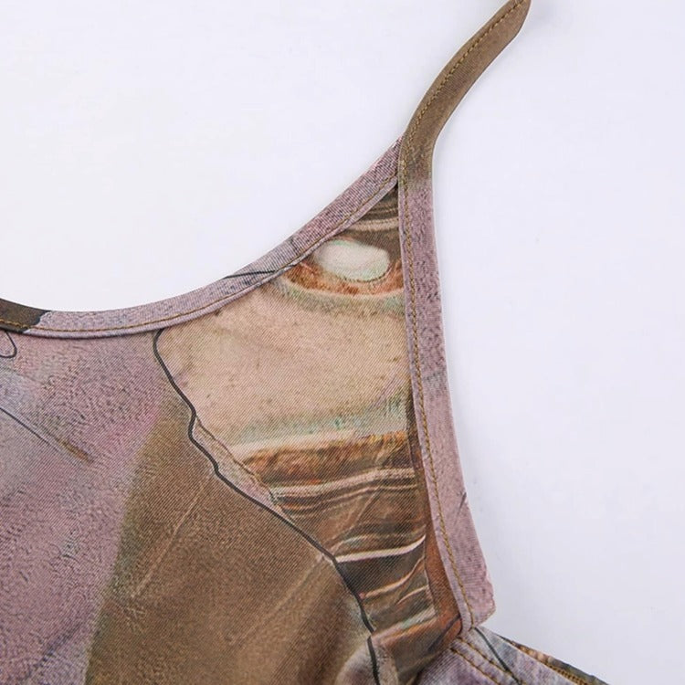 Brown Y2K Halter Crop Top - Brown Y2K Alternative Crop Top