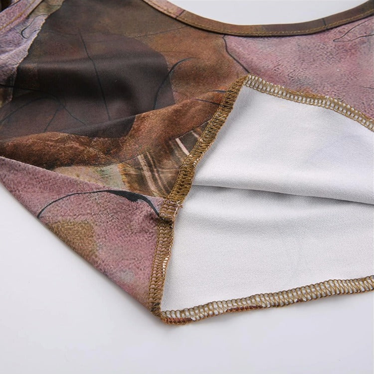 Brown Y2K Halter Crop Top - Brown Y2K Alternative Crop Top