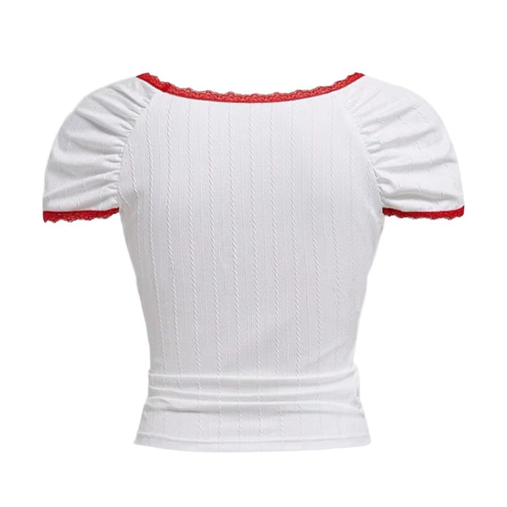 Cherry Bomb Crop Top – Y2K Red Lace Aesthetic Top