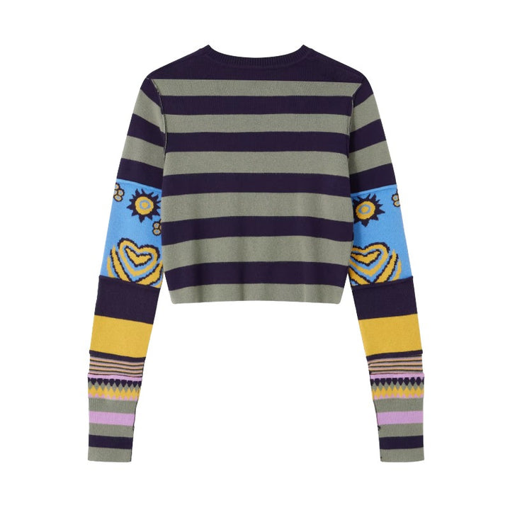 Striped Cropped Knit Sweater – Indie Aesthetic Pullover
