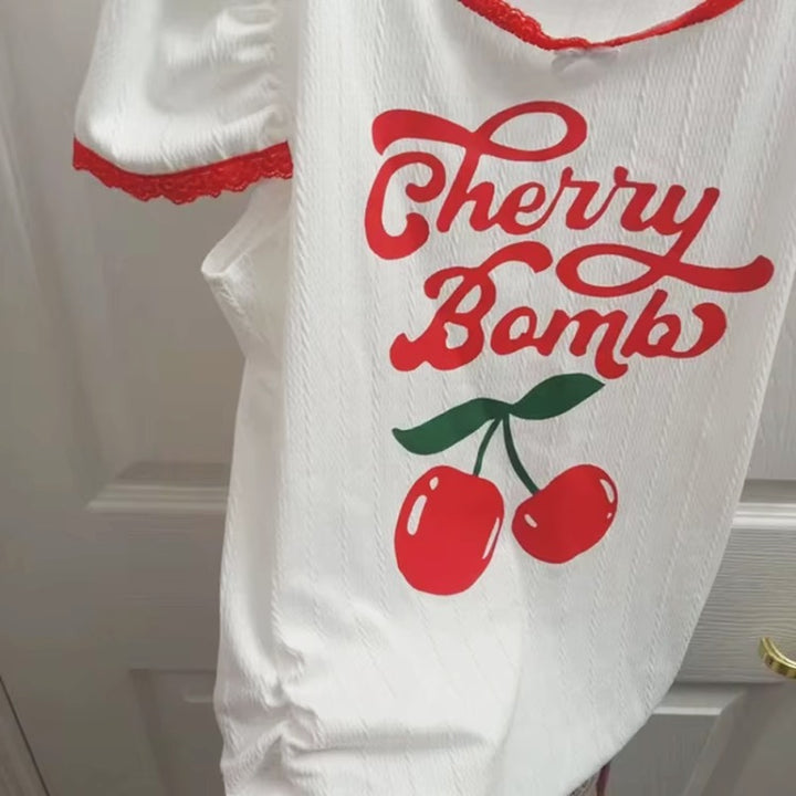 Cherry Bomb Crop Top – Y2K Red Lace Aesthetic Top