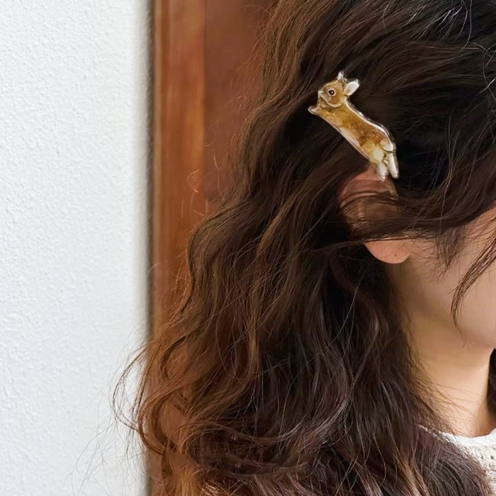 Cottagecore Bunny Hair Clips – Brown Rabbit Acrylic Hair Accessories