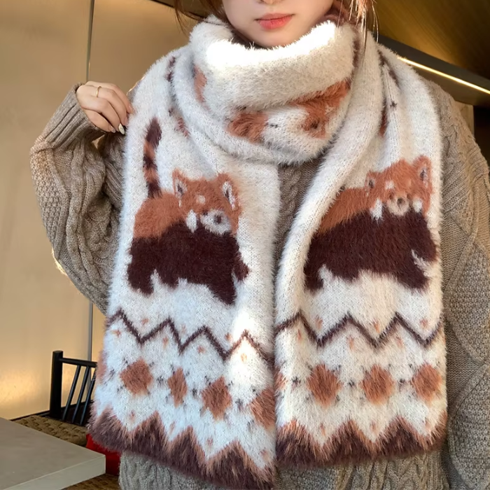 Red Panda Scarf – Cute Fluffy Kawaii Winter Accessory