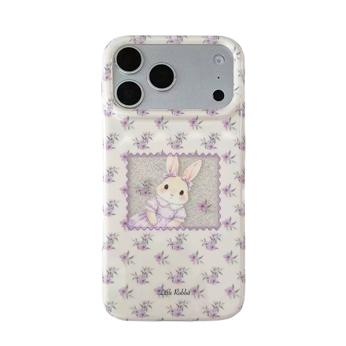 Coquette Bunny iPhone Case – Lavender Floral Vintage Phone Cover