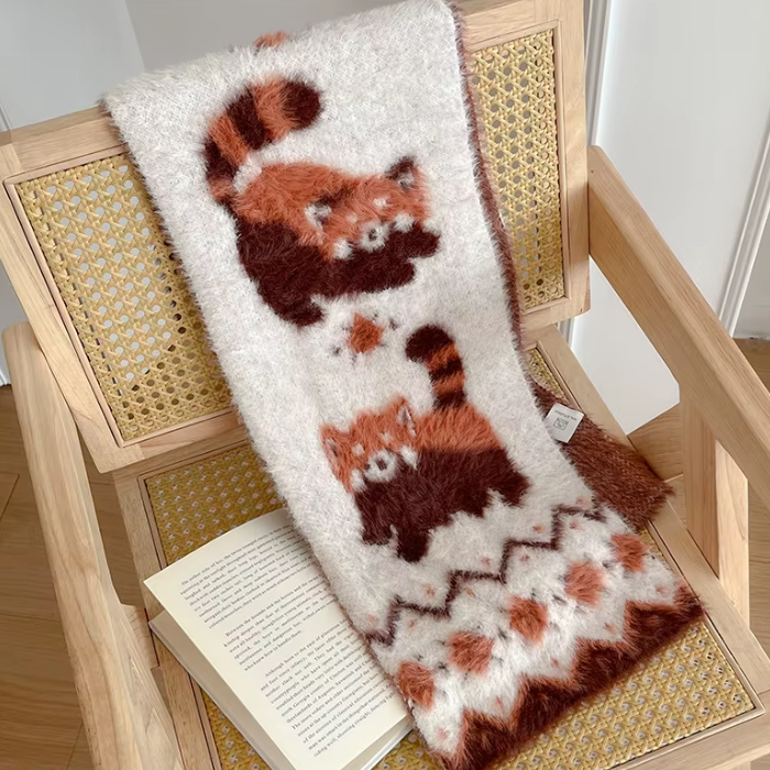 Red Panda Scarf – Cute Fluffy Kawaii Winter Accessory