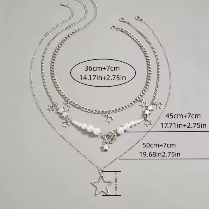 Layered Star Necklace Set (3-Piece) – Stargirl Aesthetic Jewelry