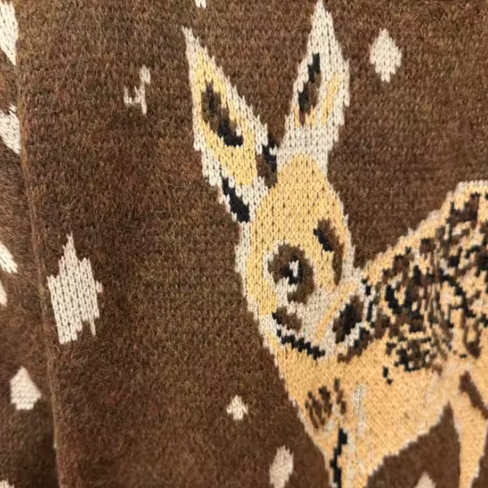 Vintage Deer Knit Sweater – Cute Vintage Deer Graphic Pullover