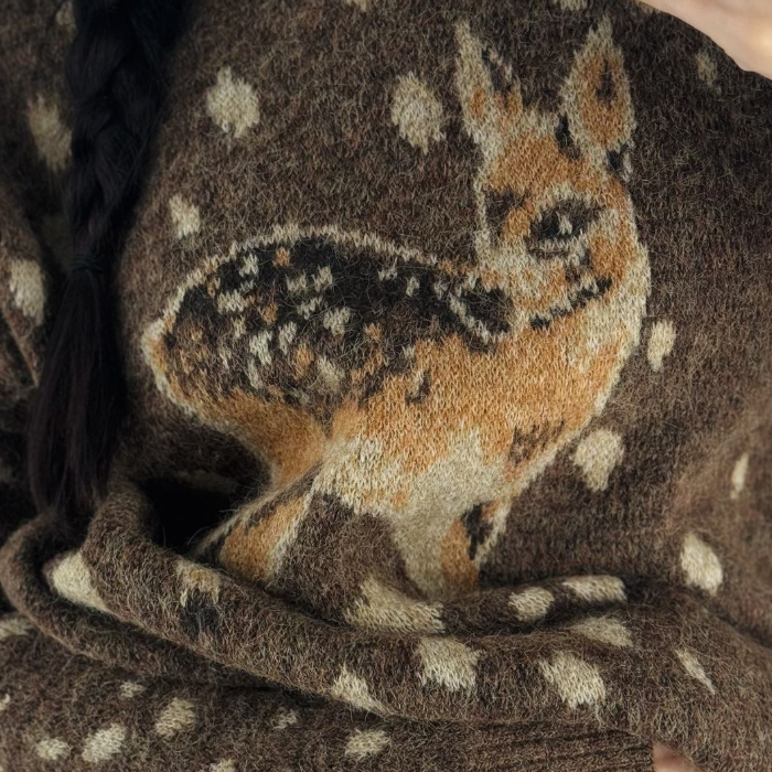 Vintage Deer Knit Sweater – Cute Vintage Deer Graphic Pullover