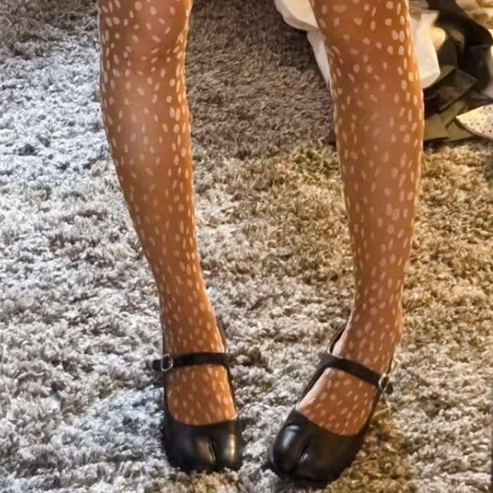 Fawn Print Sheer Tights – Cute Deer Pattern Aesthetic Hosiery
