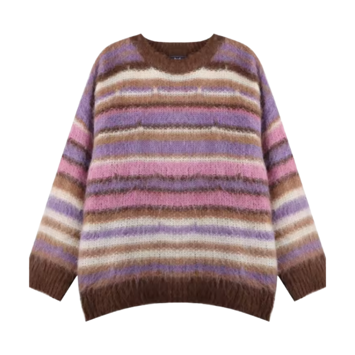 Pastel Striped Sweater - Cozy Striped Soft Girl Fashion