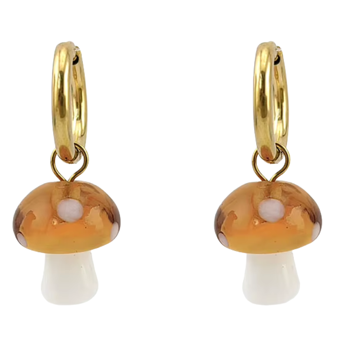 brown Mushroomcore Earrings – Cottagecore Fairycore Jewelry
