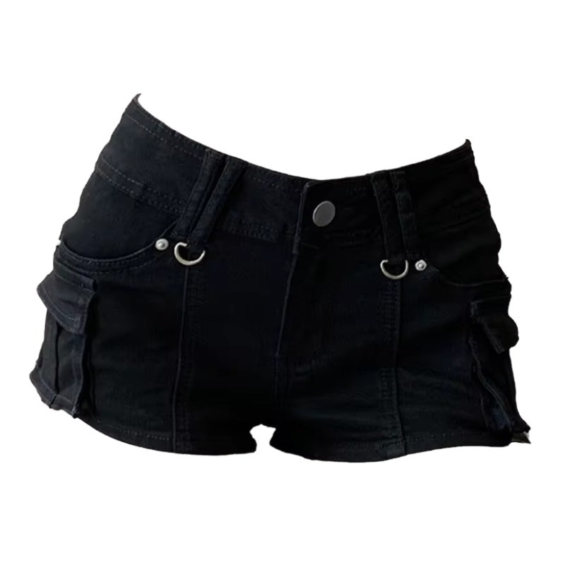 90s Retro Black Denim Shorts – Y2K Summer Streetwear Shorts