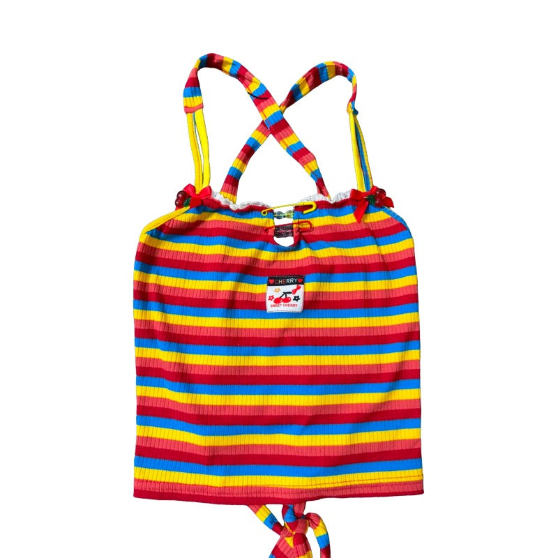 Rainbow Striped Tank Top – Y2K Aesthetic Cami