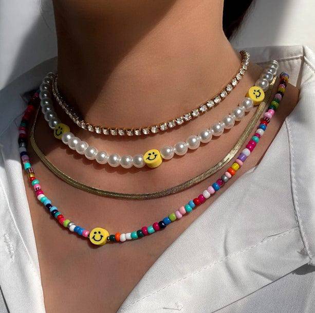 Smiley Face Necklace Set - All Things Rainbow
