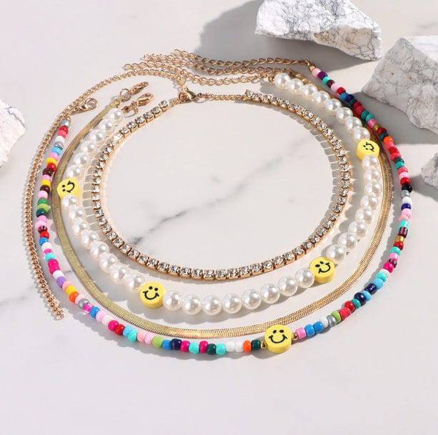 Smiley Face Necklace Set - All Things Rainbow