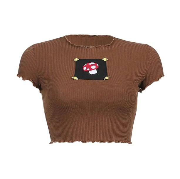 Indie Mushroom Crop Top | Aesthetic Clothing