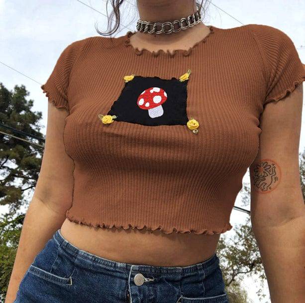 Indie Mushroom Crop Top | Aesthetic Clothing