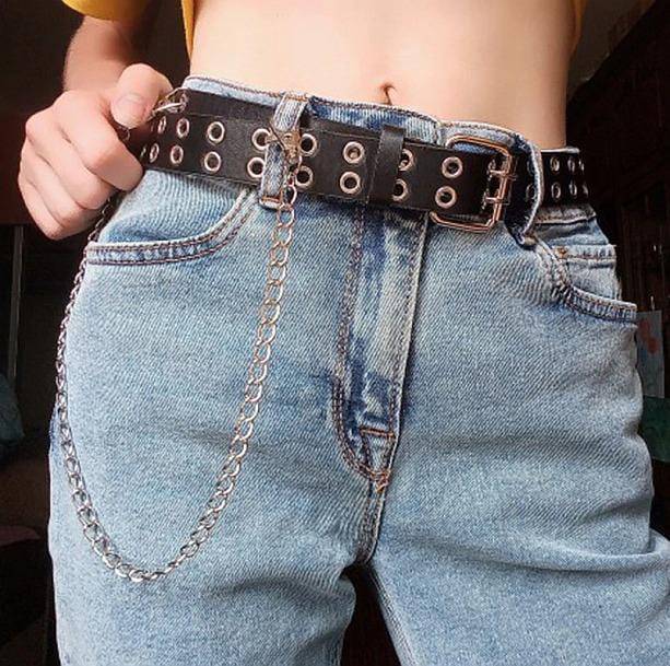 Edgy Double Hole Chain Belt | Aesthetic Accessories