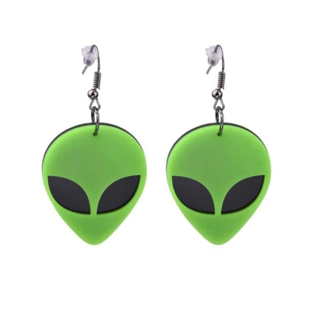 Aesthetic Earrings | Green Alien Earrings